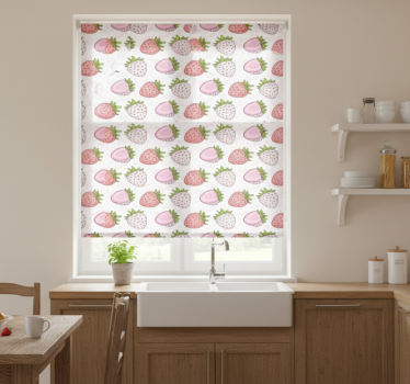 Estore de rolo para cozinha morangos rosa e vermelhos - TenStickers