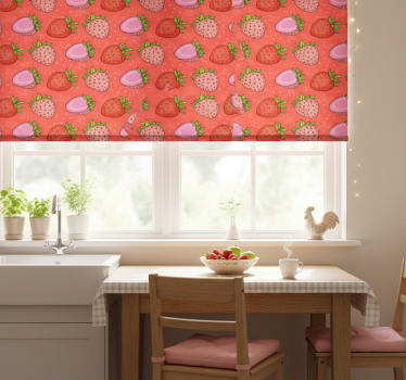 Estore de rolo para cozinha morangos vermelhos e rosas - TenStickers