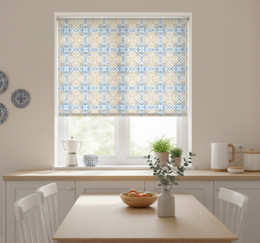 Estore de rolo para cozinha padrão azulejo azul - TenStickers