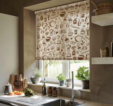 Estore de rolo para cozinha padrão de café - TenStickers