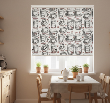 Estore de rolo para cozinha padrão de café - TenStickers