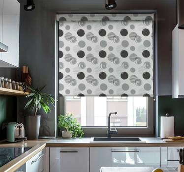 Estore de rolo para cozinha padrão de círculos cinzas - TenStickers