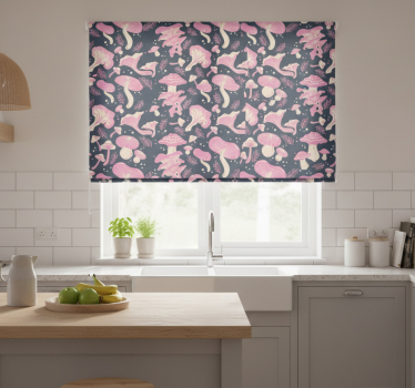 Estore de rolo para cozinha padrão de cogumelos rosa - TenStickers