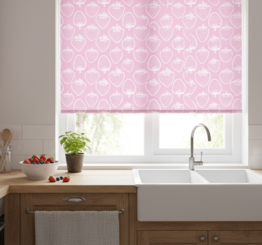 Estore de rolo para cozinha padrão de embalagem de morango rosa - TenStickers