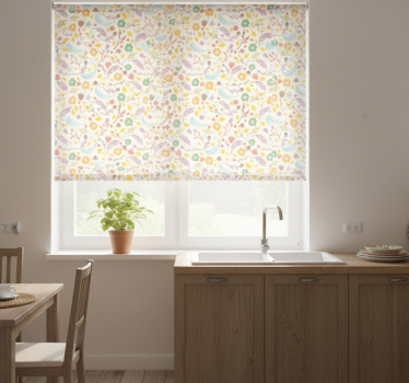 Estore de rolo para cozinha padrão de flores polonesas - TenStickers