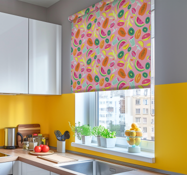 Estore de rolo para cozinha padrão de frutas coloridas - TenStickers