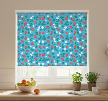 Estore de rolo para cozinha padrão de frutas e flores coloridas - TenStickers