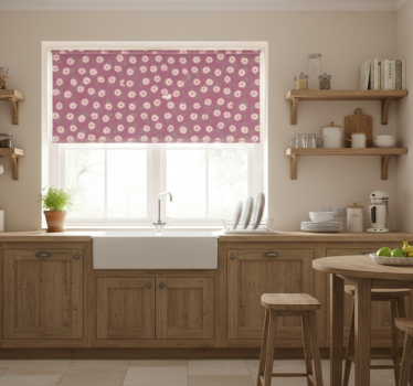 Estore de rolo para cozinha padrão de margaridas rosas - TenStickers