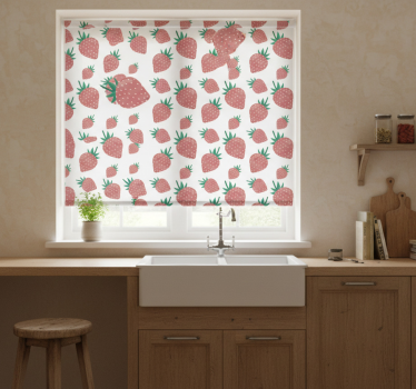 Estore de rolo para cozinha padrão de morango - TenStickers