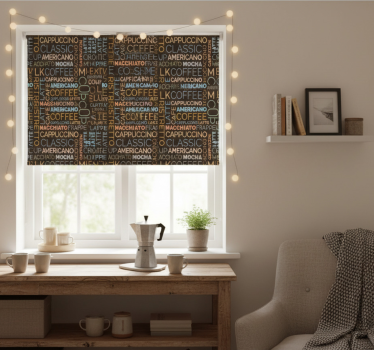Estore de rolo para cozinha padrão de texto café - TenStickers