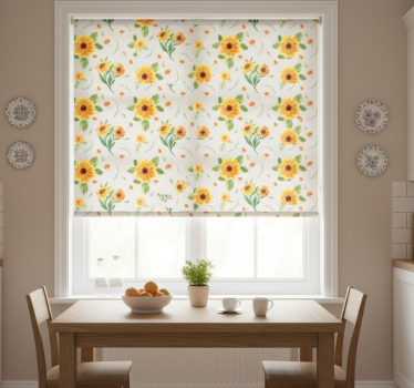 Estore de rolo para cozinha padrão floral aquarela girassol - TenStickers