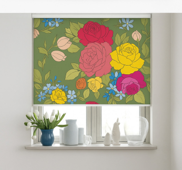 Estore de rolo para cozinha padrão floral de rosas - TenStickers