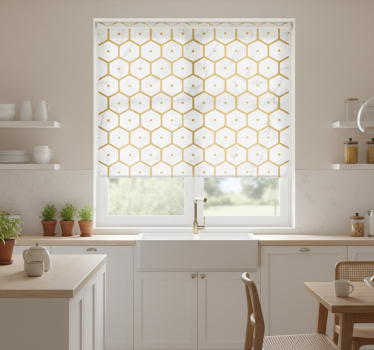 Estore de rolo para cozinha padrão mármore dourado hexagonal - TenStickers