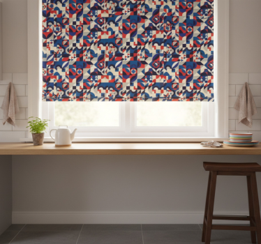 Estore de rolo para cozinha padrão mosaico vermelho e azul - TenStickers