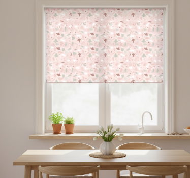 Estore de rolo para cozinha padrão terrazzo em tons rosa - TenStickers