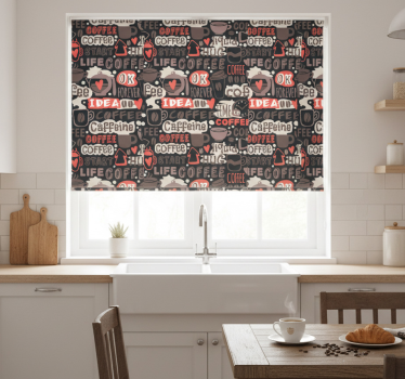 Estore de rolo para cozinha padrão tipográfico de café - TenStickers