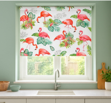 Estore de rolo para cozinha padrão tropical de flamingo - TenStickers