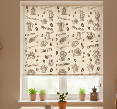 Estore de rolo para cozinha padrões de nomes em café 3d - TenStickers