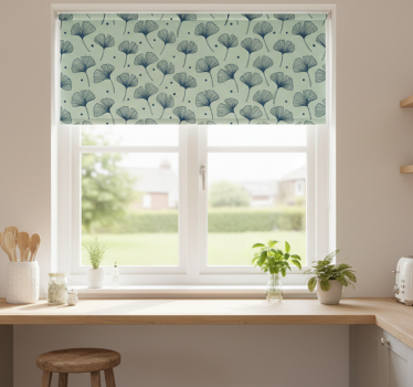 Estore de rolo para cozinha papel de parede floral azul - TenStickers