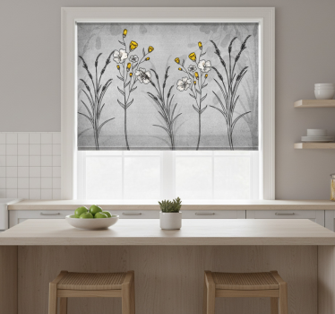 Estore de rolo para cozinha plantas cinzas escandinavas - TenStickers