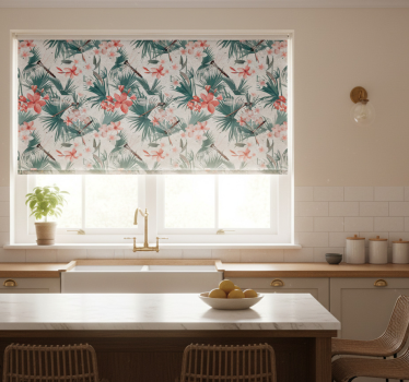 Estore de rolo para cozinha plantas e flores tropicais - TenStickers