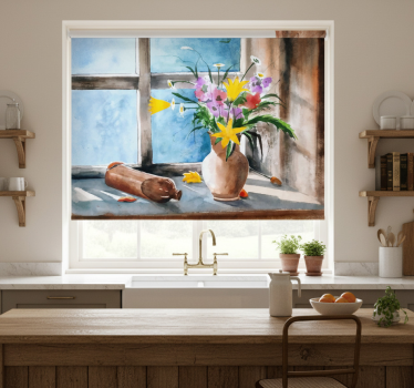 Estore de rolo para cozinha plantas vintage - TenStickers