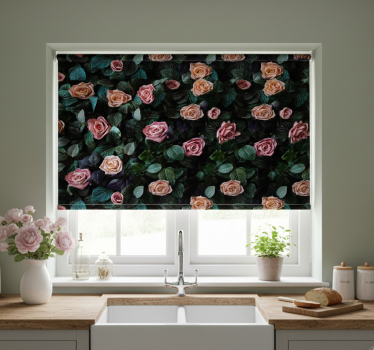 Estore de rolo para cozinha rosas corais pink - TenStickers