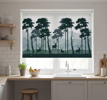 Estore de rolo para cozinha silhueta floresta escandinava - TenStickers