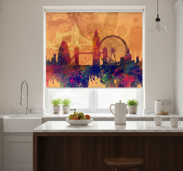 Estore de rolo para cozinha silhueta histórica do horizonte - TenStickers