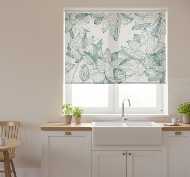 Estore de rolo para cozinha silhuetas de flores - TenStickers