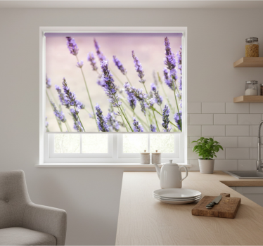 Estore de rolo para cozinha um buquê de flores roxas - TenStickers