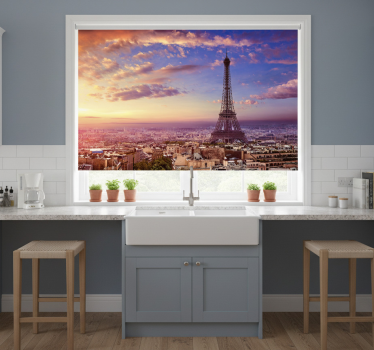 Estore de rolo para cozinha vista de paris - TenStickers