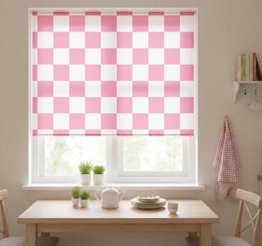 Estore de rolo para cozinha xadrez rosa - TenStickers