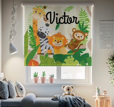 Estore de rolo infantil animais da selva personalizados - TenStickers