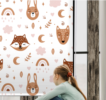 Estore de rolo infantil animais marrons fofos e arco-íris - TenStickers