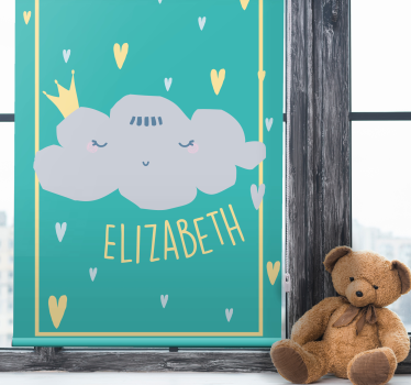 Estore de rolo infantil nuvem coroada com nome - TenStickers