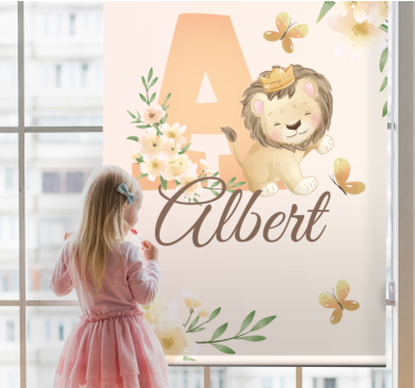 Estore de rolo infantil leãozinho com nome e inicial - TenStickers