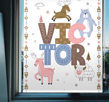 Estore de rolo nórdico design de animais infantis com nome - TenStickers