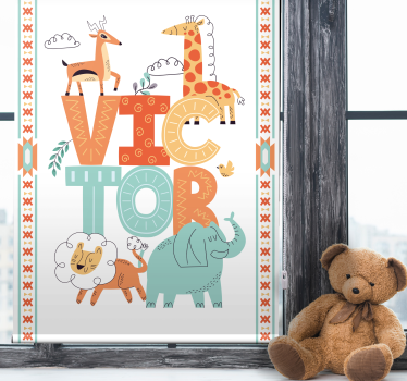 Estore de rolo infantil animais selvagens com nome - TenStickers