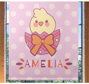 Estore de rolo personalizável pintinho com laço e nome - TenStickers