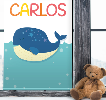 Estore de rolo infantil baleia dormindo com nome - TenStickers