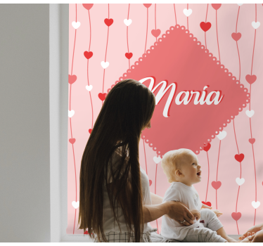 Estore de rolo romântico corações de amor com nome - TenStickers