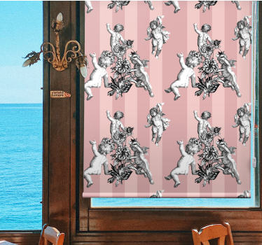 Estores de rolo clássicos querubins com flores - TenStickers
