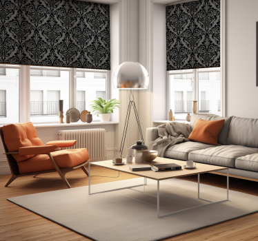 Estore de rolo para sala damasco preto vintage - TenStickers