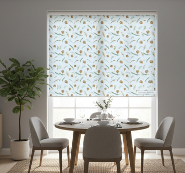 Estore de rolo sala de jantar aquarela floral azul - TenStickers