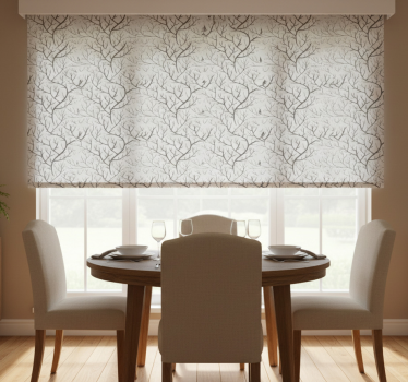 Estore de rolo sala de jantar galhos cinza com pássaros - TenStickers