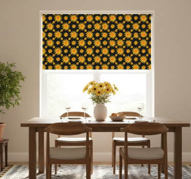 Estore de rolo sala de jantar girassol fundo preto - TenStickers