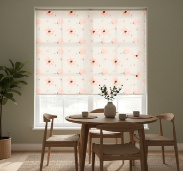 Estore de rolo sala de jantar grande flores aquarela bege - TenStickers