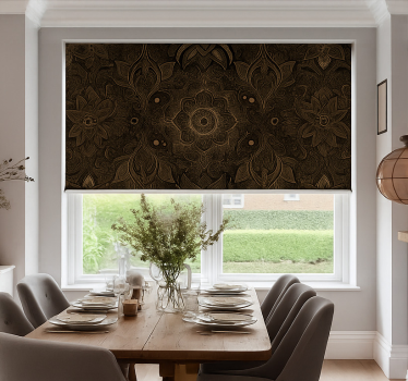 Estore de rolo sala de jantar mandala preta e dourada - TenStickers
