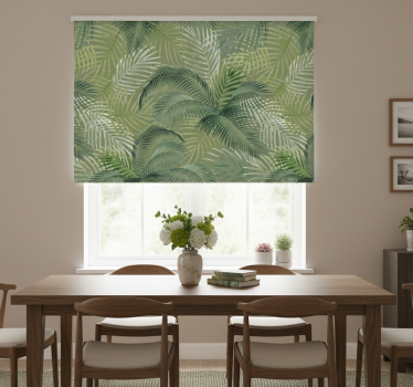 Estore de rolo sala de jantar padrão folhas verdes - TenStickers